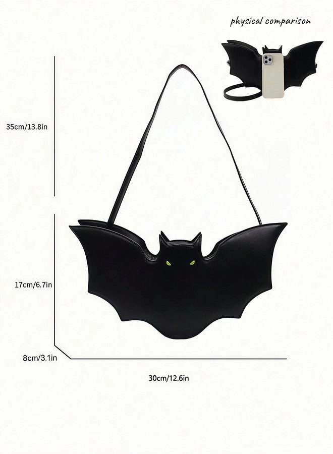 Winatehr goth halloween gothic bat purse shoulder bag, small novelty emo vegan leather crossbody bags for women trendy, cute weird scene grunge accessories spooky gifts - Image 3